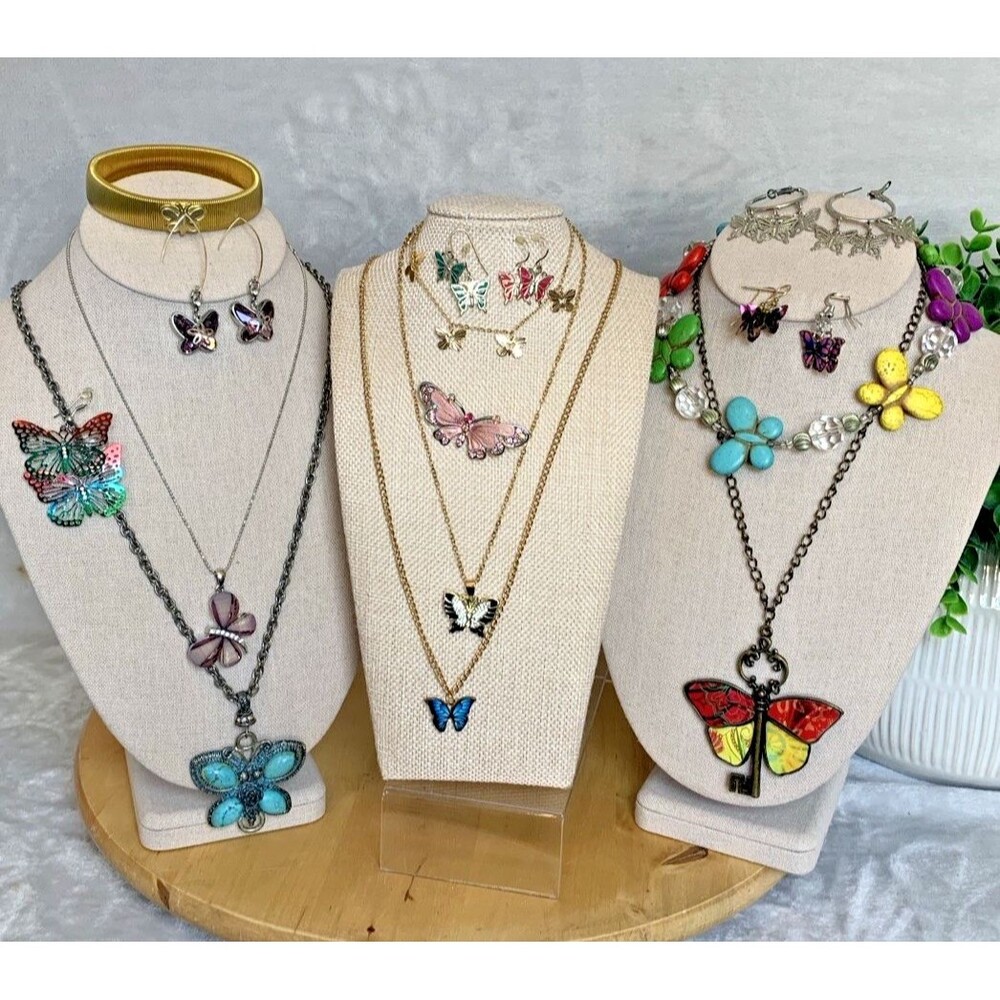 Butterfly Jewelry Lot Y2K Necklaces Earrings Bracelet Enamel Rhinestone Colorful